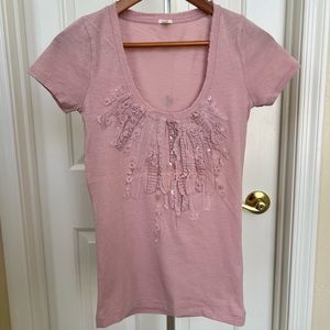 J Crew shirt sleeve tee ,frayed neckline